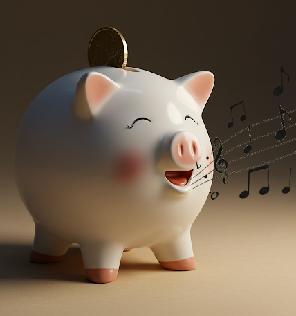 cochon tirelire blanc chante